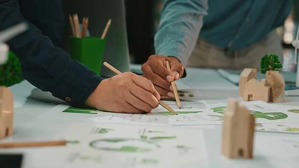 Architecte durable à Oujda travaillant sur des plans écologiques, conception de bâtiments respectueux de l’environnement et durables.